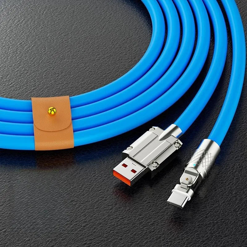 120W 7A USB C Fast Charging Cable 180 Degree Rotating Elbow