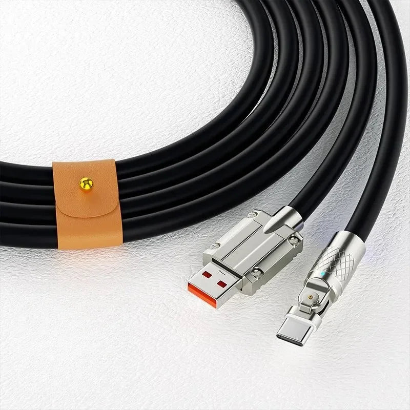 120W 7A USB-C Fast Charging Cable — 180° Rotating Elbow, Braided & Tangle-Free
