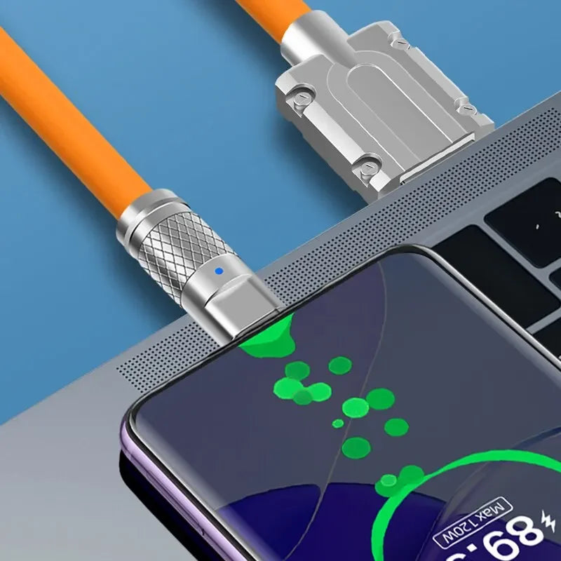 120W 7A USB-C Fast Charging Cable — 180° Rotating Elbow, Braided & Tangle-Free
