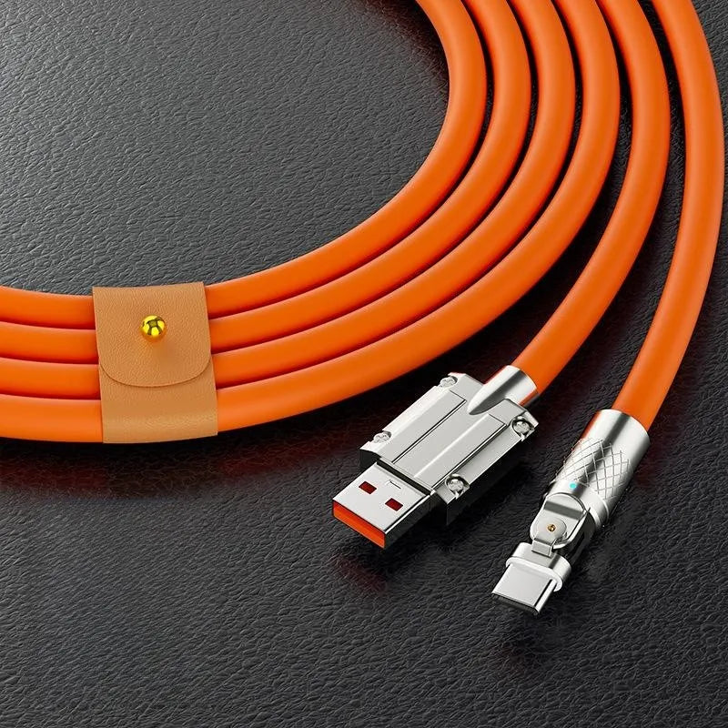 120W 7A USB-C Fast Charging Cable — 180° Rotating Elbow, Braided & Tangle-Free