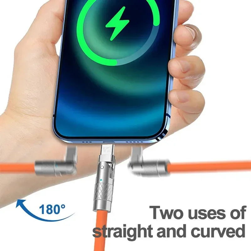 120W 7A USB-C Fast Charging Cable — 180° Rotating Elbow, Braided & Tangle-Free