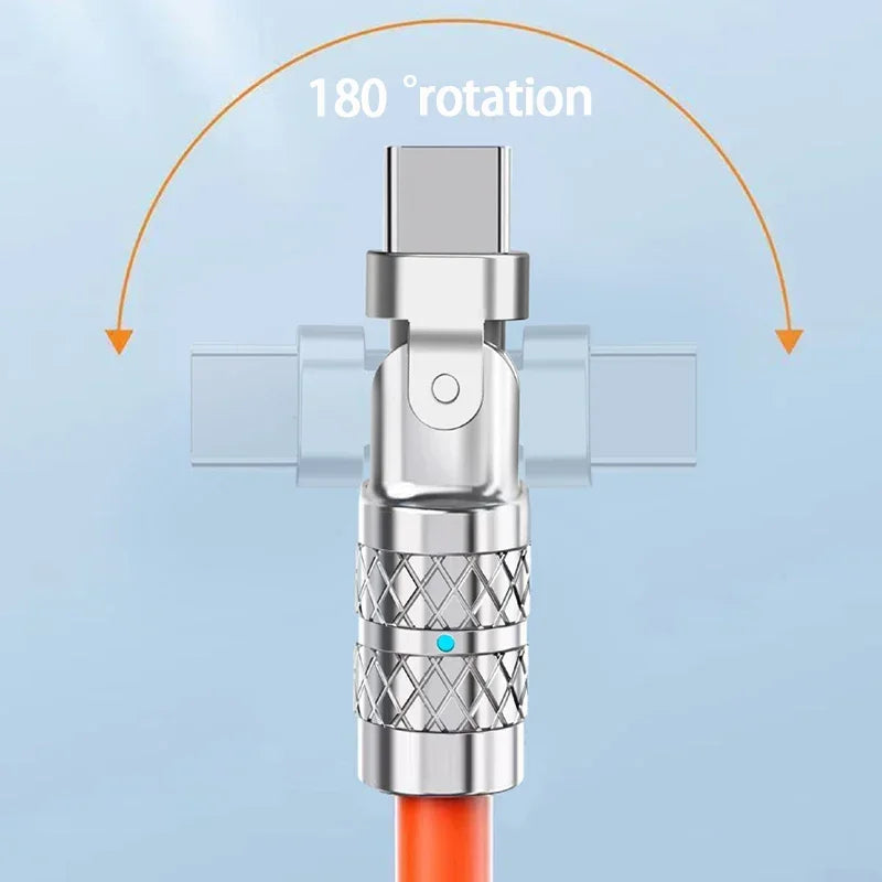120W 7A USB C Fast Charging Cable 180 Degree Rotating Elbow